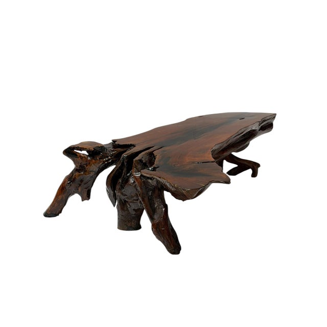 Stunning and elegant Organic Brutalist large tree root coffee table. Striking French design from the 1970s. The coffee...