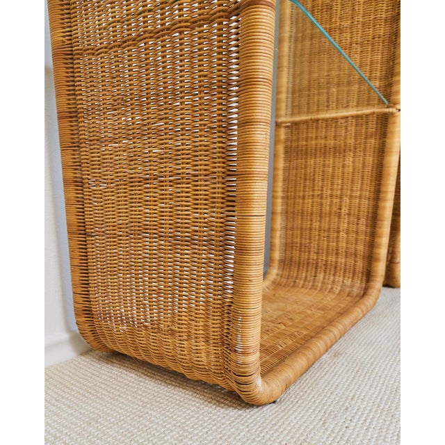 1960's French Rattan and Glass Shelf in the Manner of Louis Sognot For Sale - Image 9 of 17