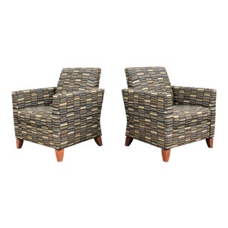 Modern Andrew Gower for David Edward Julie Multi Color Lounge Chairs - a Pair For Sale