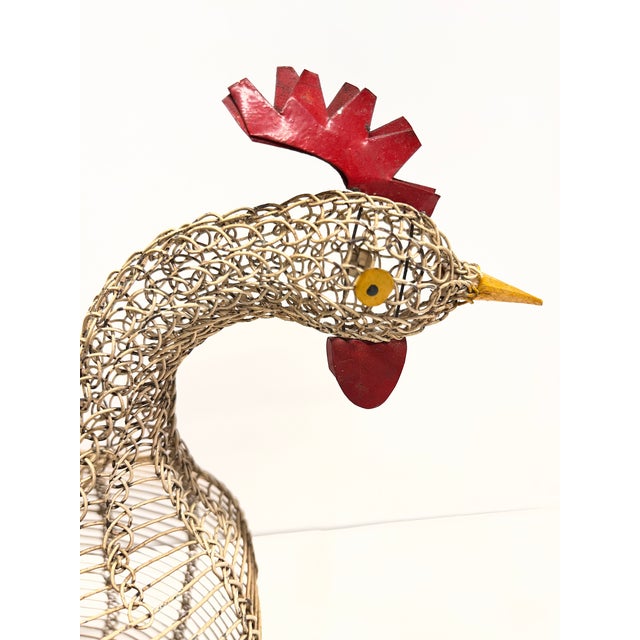 Vintage Wire Folk Art Rooster Egg Basket For Sale In New York - Image 6 of 9