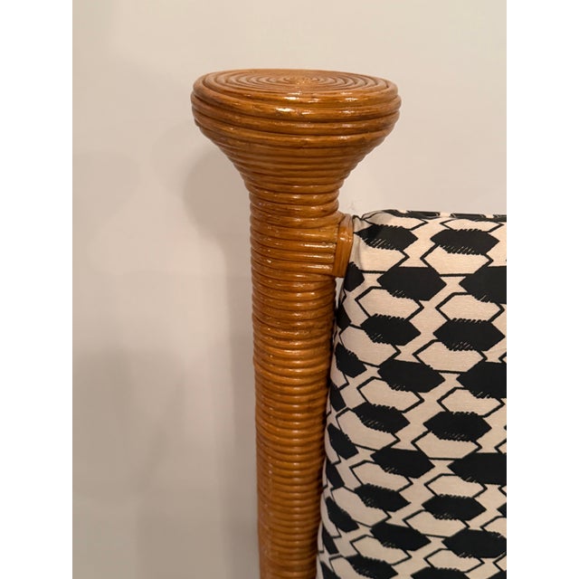 Mid-Century Modern Rattan & Fornasetti Upholstered Italian Chair For Sale - Image 3 of 11
