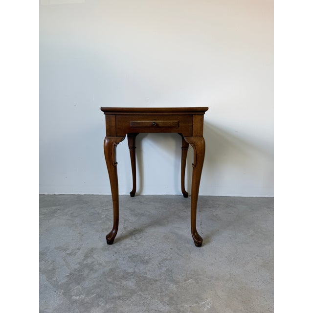 Vintage Mahogany Queen Anne Style Shell-Carved Side Table With Pull-Out Trays For Sale - Image 10 of 14