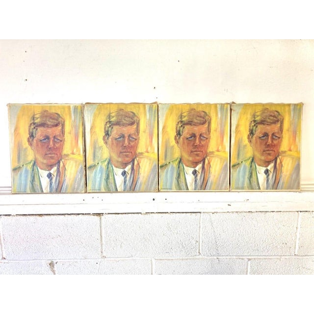 Set of 4 Vintage Mid Century Screened Kennedy Pop Art Portraits For Sale In New York - Image 6 of 8