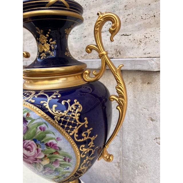 Ceramic Poutish Blue Hand Decorated Ceramic, 1890s For Sale - Image 7 of 9