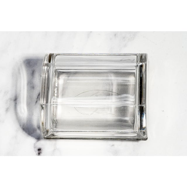 Heavy Crystal Glass Antique Jewelry Box Art Deco Monogrammed Br Trinket Box Luxury Home Decor For Sale - Image 12 of 13