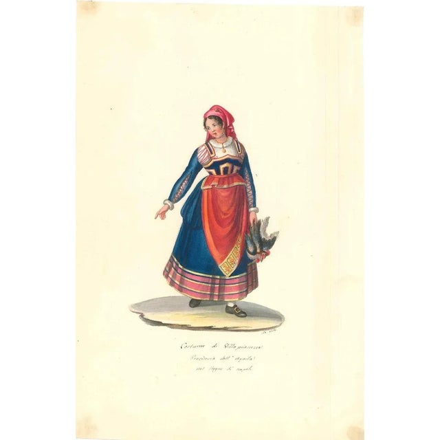 Watercolour on ivory colored paper, 1820 c.a. Hand-titled ''Costume di Villa pianezza'' with a caption ''Provincia...