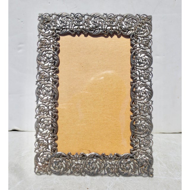 Beaux-Arts Circa 1900 Silverplate Metal Frame For Sale - Image 3 of 9