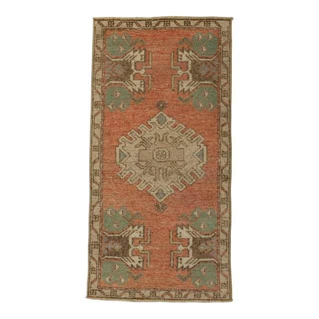 Turkish Mini Rug Oriental Hand Knotted Vintage Rug 1'6" x 3' #21209 For Sale