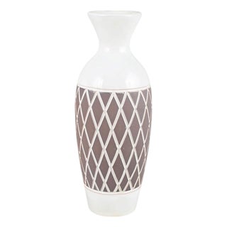 Tall Vase in Glazed Faience with Caro Pattern from Gabriel, Sweden, 1960s For Sale