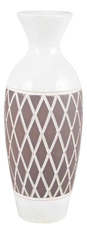 Tall Vase in Glazed Faience with Caro Pattern from Gabriel, Sweden, 1960s