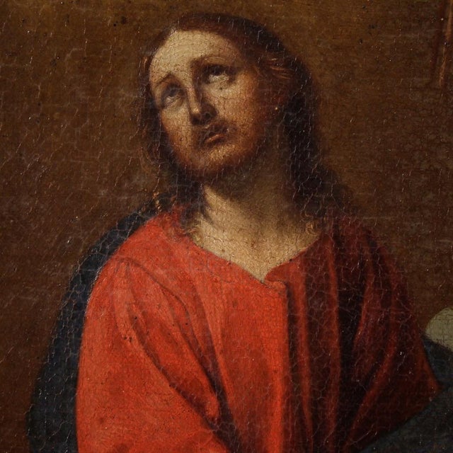 Italian Artist, Christ with Angels, 1690, Oil on Canvas For Sale - Image 4 of 16