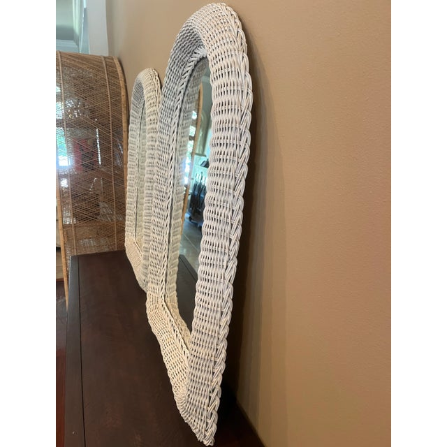Vintage Wicker and Wood Wall Mirrors - A Set For Sale - Image 4 of 5