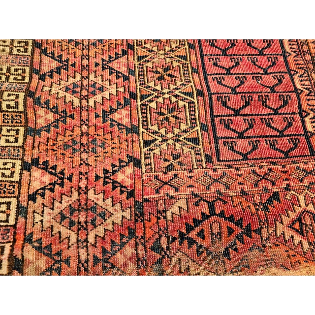 Near Square Size Vintage Turkmen Tekke Ensi in Prayer Pattern in Red, Navy, Ivory, Blue For Sale - Image 4 of 16