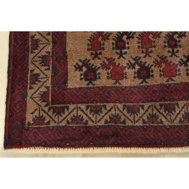Baloch Rug 3’2” X 5’9” Brown Wool Vintage Tribal Hand-Knotted Carpet For Sale - Image 10 of 13
