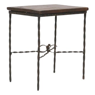 20th Century French Metal and Wooden Side Table With Twisted Legs For Sale