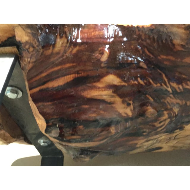 Antique Steel and Chestnut Bench For Sale - Image 6 of 8