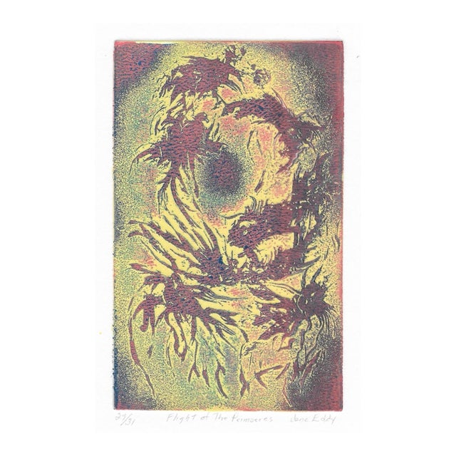 1980s Jane Eddy Flight of the Primaries Color Etching For Sale