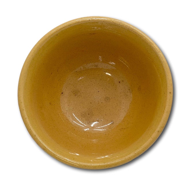 Nice Smaller 8 Inch Size Antique Thick - Heavy Brown & White Banded Yellow Ware Kitchen Batter Mixing Bowl - Late 1800s For Sale - Image 13 of 13