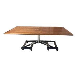 1980s Attributed to Florence Knoll Mid Century Modern Chrome Dining Conference Table For Sale