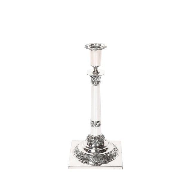 Pair of Silver Corinthian Column & Acanthus Sabbath Candlesticks by Ludwig Nast For Sale - Image 14 of 18