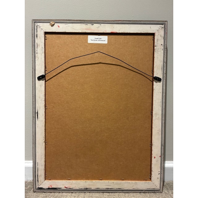 Late 20th Century Vintage French Sugarcane Botanical Print in Distressed Black & Gold Frame For Sale - Image 5 of 5