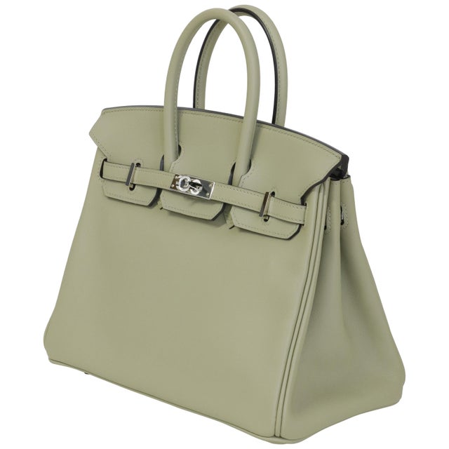 Hermès Hermès Birkin 25 Sauge Swift Palladium Hardware 2015 For Sale - Image 4 of 9