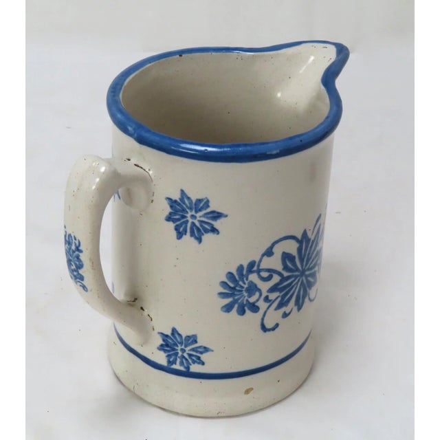 Antique Late 19th Century American Blue Wildflower Pattern Decorated Stoneware Pitcher For Sale In Boston - Image 6 of 13