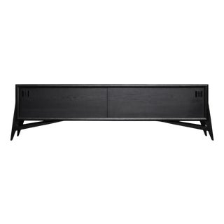 Mid-Century Scandinavian Modern Dark Oak Sideboard with Wooden Handles, 1960s For Sale