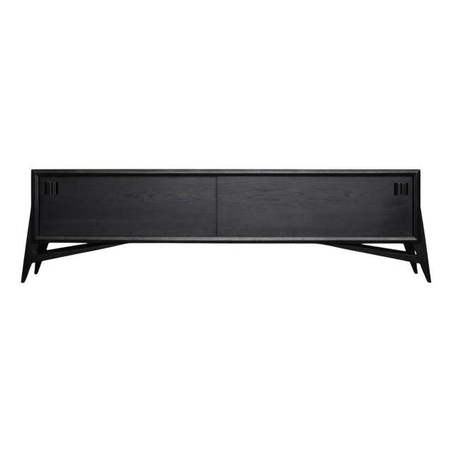 Mid-Century Scandinavian Modern Dark Oak Sideboard with Wooden Handles, 1960s For Sale