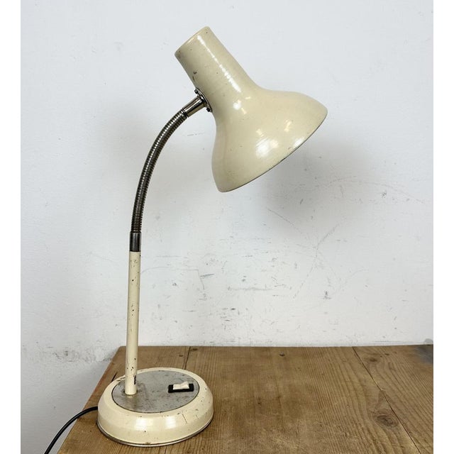 Industrial Beige Gooseneck Table Lamp from Polam, 1960s For Sale - Image 14 of 18