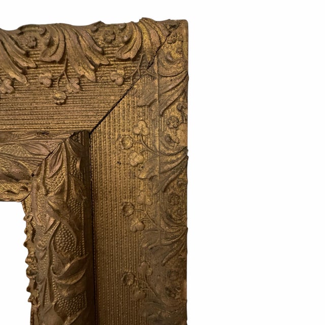 Antique Handmade Wood and Gesso Frame With Ornate Trailing Flowers Design For Sale - Image 10 of 12