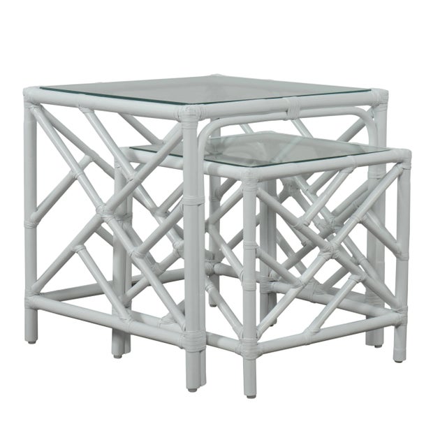 Wood Chippendale Nesting Tables - White For Sale - Image 7 of 9