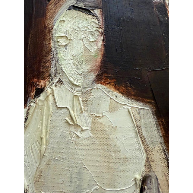 Mid-Century Modern John Emanuel Mid-Century Abstract Impasto Portrait Painting For Sale - Image 3 of 8