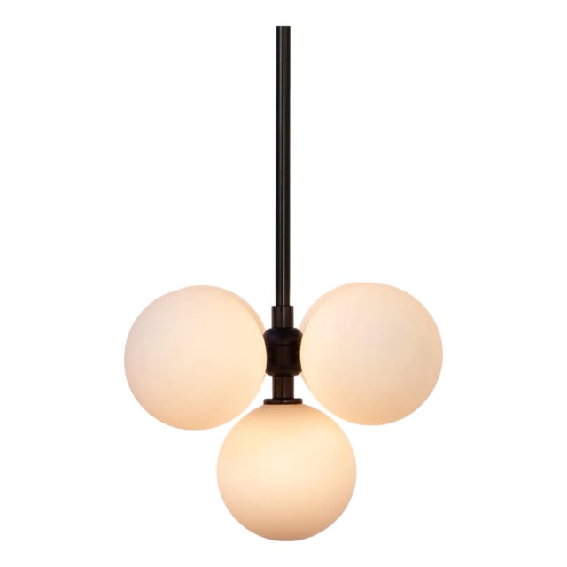 Bunch Pendant, Black, 26in H, Modern, 5 Inch Glass Globes, by Research.Lighting, Modern, Minimal Hanging Light For Sale