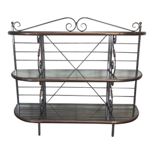 Vintage French Iron and Brass Baker's Rack