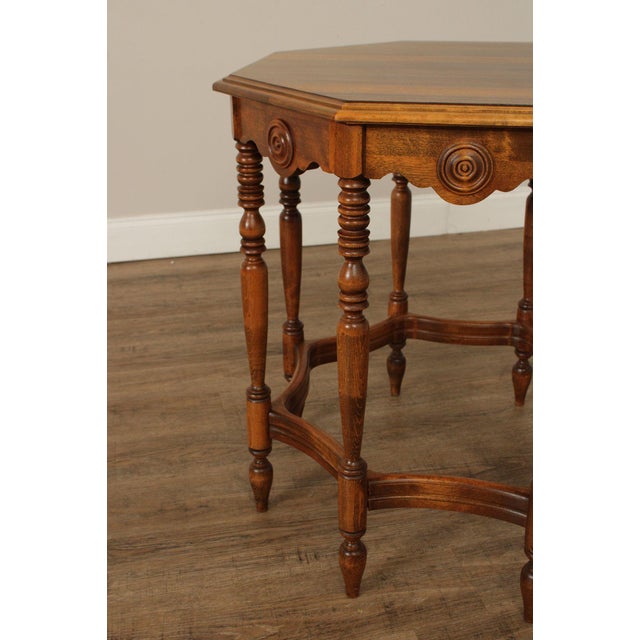 1920's Vintage Walnut Octagonal Side Table For Sale - Image 10 of 12