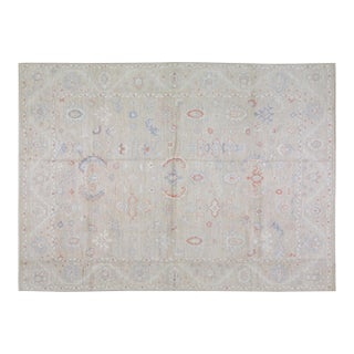 Turkish Oushak Hand Knotted Wool Rug, 8'10''x12'2'' For Sale