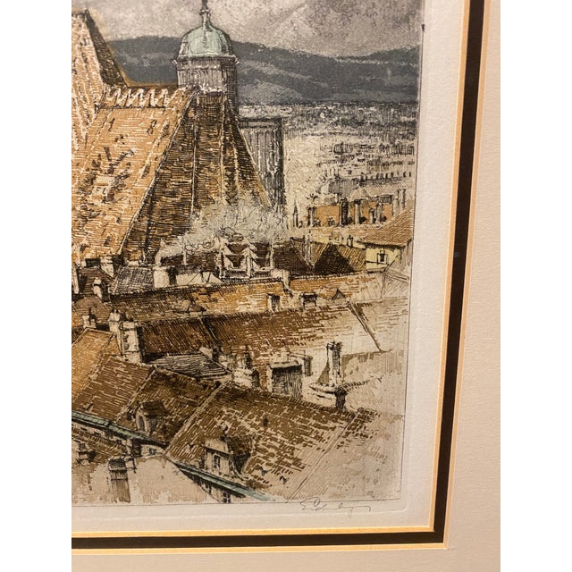 Mid 20th Century Josef Eidenberger "St. Stephen's Cathedral" Vienna, Austria Etching, Signed For Sale - Image 4 of 14