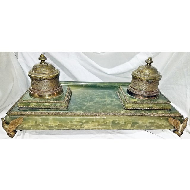 French 19th Century French Onyx and Bronze Inkwell For Sale - Image 3 of 7