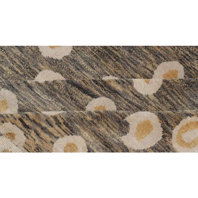 Abstract Modern Rug With Abstract Design in Shades of Green-Brown, Cream and Yellow For Sale - Image 3 of 9