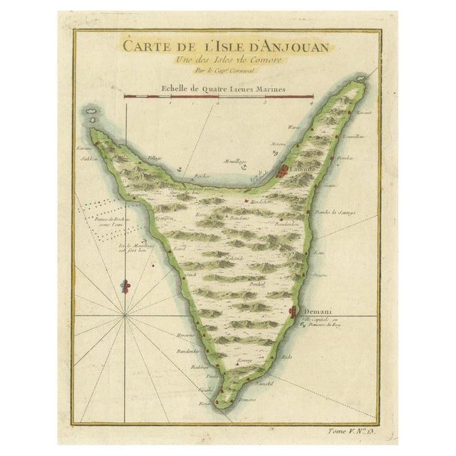 Comoros French Naval Sea Chart with Anjouan Island by Bellin, 1765 For Sale - Image 10 of 10