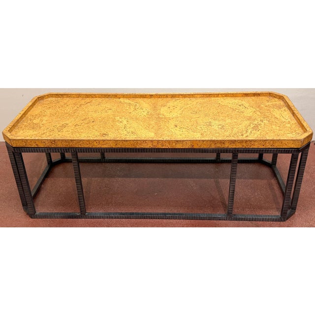 Late 20th Century French Modern Style Cork-Top Cocktail Table with Wrought Iron Base, France For Sale - Image 5 of 15