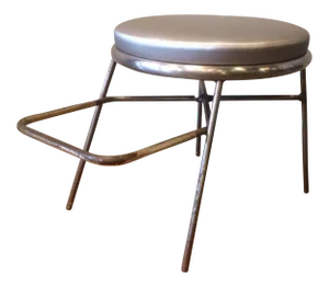 Mid-Century Steel Shoe Fitting Stool With Footrest