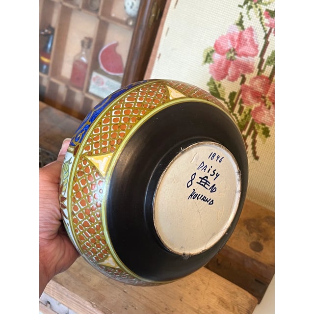 Antique Floral Dutch Ceramic Vase With Detachable Top Dated 1846 For Sale - Image 9 of 9