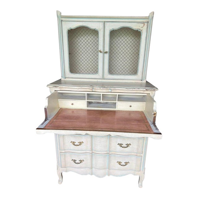 Vintage French Provincial Painted Secretary Desk For Sale