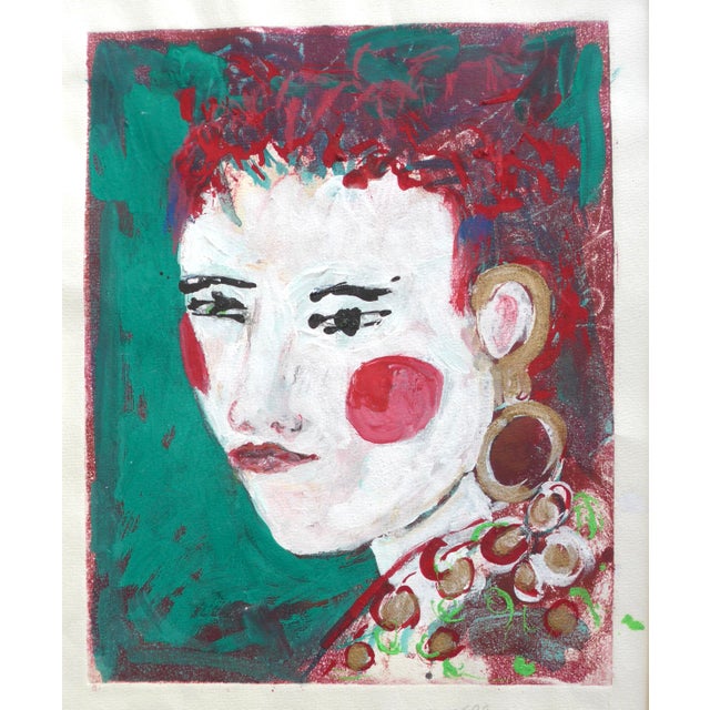 Contemporary "Red Head" Contemporary Expressionist Portrait Mixed-Media Drawing by Martha Holden For Sale - Image 3 of 6