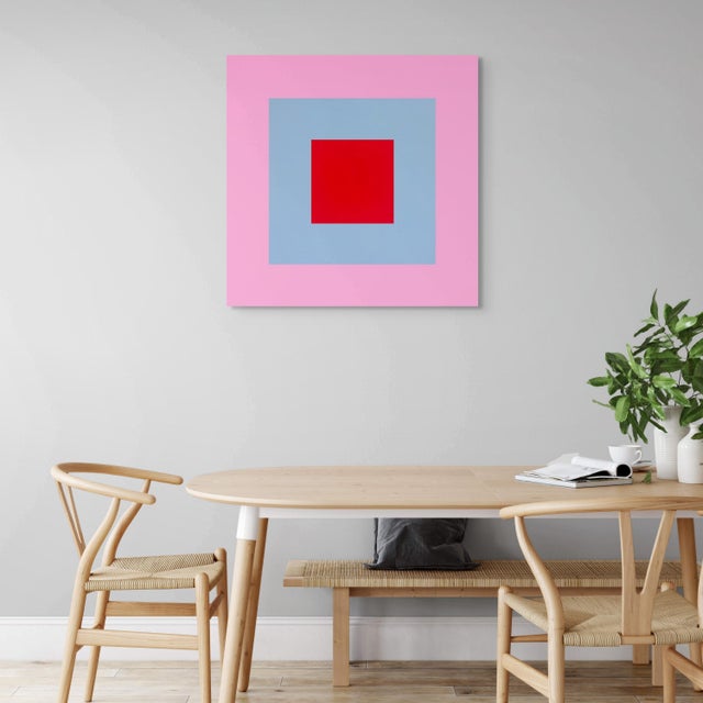 Abstract Contemporary Abstract Acrylic on Stretched Canvas Painting "Orb (Pink and Blue)" by Brent Hallard For Sale - Image 3 of 4