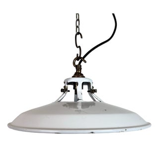 Industrial White Enamel Factory Pendant Lamp, 1960s For Sale
