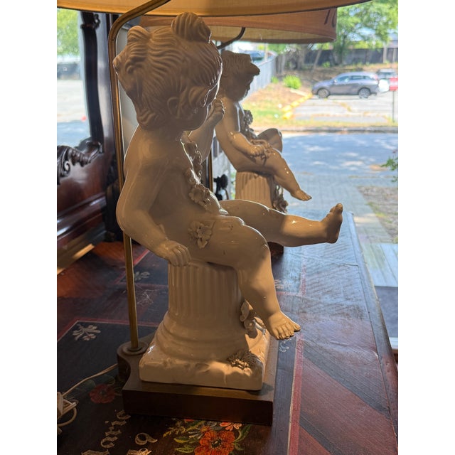 1960s Italian Blanc Du Chin Cherub Lamps - a Pair For Sale - Image 13 of 17
