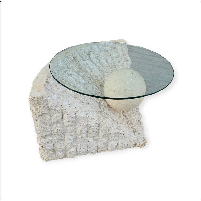 A vintage modern tessellated stone & glass coffee table. The Table shows some light wear but is in overall good condition...